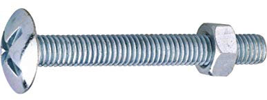 Viswood 601B6060 Boîte de 100 Boulons poêlier Filetage total 6,0 x 60 Acier Zingué Blanc