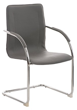 CLP Freischwinger Melina Kunstleder I Konferenzstuhl Mit Armlehne I Bürostuhl Mit Metallgestell In Chrom-Optik I Pflegeleicht, Farbe:grau