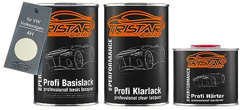 TRISTARcolor Pintura automotriz Set bote listo para pulverizar para VW/Volkswagen 4H Blanco Alpino Pintura base + pintura transparente de 2 componentes 2,5 l