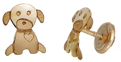 I-be, Hund mit Herz Ohrstecker, 14 k (585) Gold, 6x6,5 mm, 35585213001P