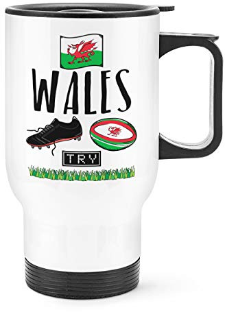 Rugby Wales Travel Mug Cup with Handle