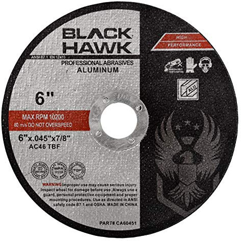 BHA Load Resistant Cut Off Wheels for Aluminum & Other Soft Metals, Angle Grinder Cutting Discs 6 x .045 x 7/8 - 25 Pack
