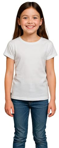 A2Z 4 Kids Girls Cotton T Shirt Plain Crew Neck - Girls T Shirt White 9-10