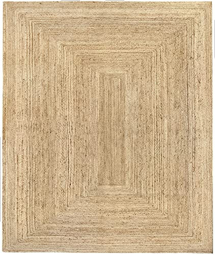 HAMID Alfombra Yute Alhambra Color Natural - Alfombra 100% Fibra de Yute, Trenzado a Mano, Alfombras de Salón, Comedor, Dormitorio, Pasillos, Color Natural (240x300cm)…