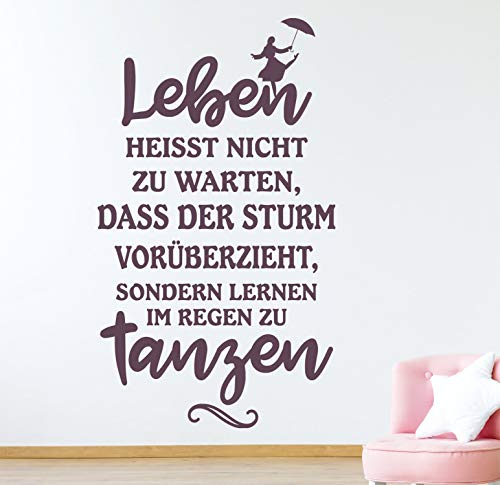 timalo® Modernes Wandtattoo fürs Wohnzimmer Spruch – Leben heisst im Regen zu tanzen – über 60 Farben | 11012-LimeTree-M-58x120