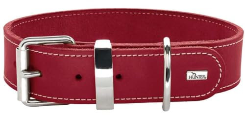 HUNTER Hundehalsband AALBORG SPECIAL, Farbe: rot, stark gefettetes Leder, robust & strapazierfähig, kontrastierende Ziernähte, ideal für Hundesport, Made in Germany, Größe: 70