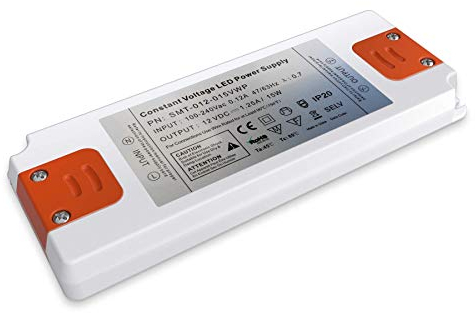 Metzler Ultra-Flacher 12 V LED-Transformator - stabilisierter Gleichstrom - vermeidet LED-Flackern - Für LED-Leuchten geeignet - 127,5 x 50 x 12 mm