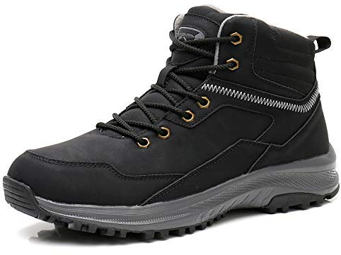 TORISKY Stivali Invernali Uomo Donna Scarpe Cotone Outdoor Impermeabili Trekking Caldo Piatto Caviglia Stivaletti Neve（9002-BK41）