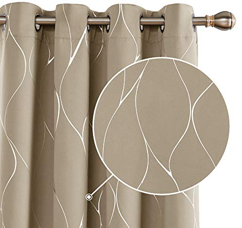 Deconovo Ösenvorhang für Schlafzimmer dicke Thermovorhang Kälteschutz Thermogardine Hitzeschutz, Blickdichte Vorhänge, Sonnenschutz Gardinen, 240x140 cm(HöhexBreite), Taupe, 2er Set