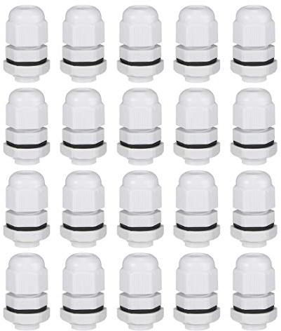 sourcing map 20Stk.Kabelverschraubung 2mm-5mm M12x1,5 Wasserdichtes Kontermutter mit Unterlegscheibe Weiß