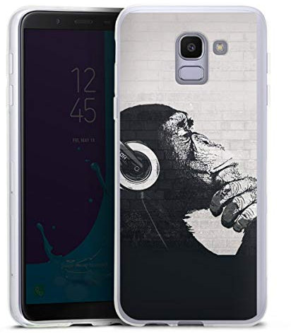 DeinDesign Custodia di Silicone Compatibile con Samsung Galaxy J6 Duos 2018 Custodia Trasparente Cover per Smartphone Trasparente Animal Look Cuffie Musica