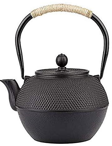 HwaGui Cast Iron Teapot Large Japanese Tetsubin Kettle with Stainless Steel Infuser for Loose Leaf Tea Teapot Coated with Enameled Interior 1200ml/40oz