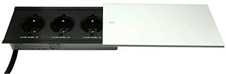 woplus Einbausteckdose Tischsteckdose Fach USB Wand Küche versenkbar Alu Schwarz Weiß (Silber [2x230V 2USB] MB3)