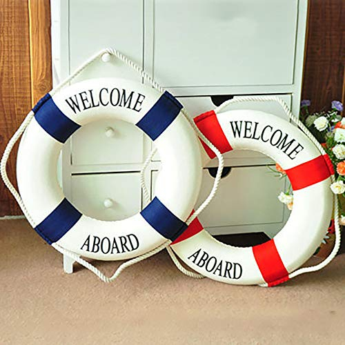 Dantazz Rettungsring Deko Wanddekoration 25cm Nautical Aufhängen Deko Wandbehang Dekor Willkommen Rettungsring Zuhause Shop Bar Dekoration (Blau)