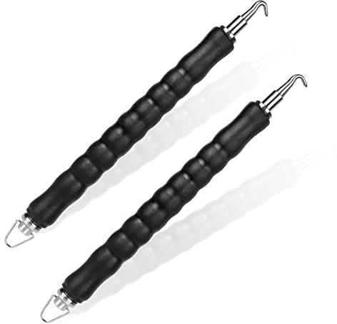 STARVAST 2 Pcs Fil Twister Crochet pour Barres d'Armature Semi-Automatique, Béton en Métal Torsions Clôture Cerclage Outils pour Réduire la Fatigue des Mains - Crochet Courbé et Droit