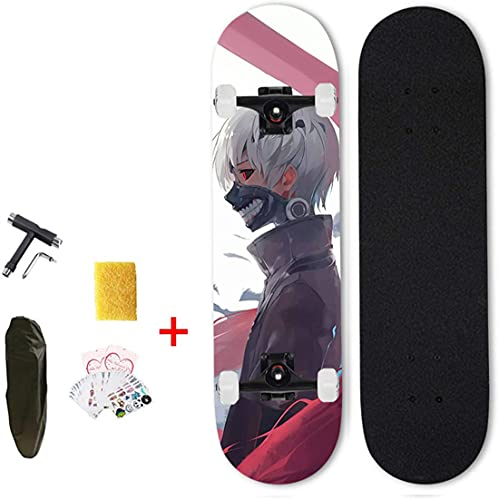 Skateboard Anime Design Sk8 Komplettboard Skateboard Für Anfänger, Kinder Surf Skate 31'' Longboard Jungen ABEC-7 Kugellager, 7-Lagigem Kanadischem Ahornholz Double Kick Concave Standard Skateboards