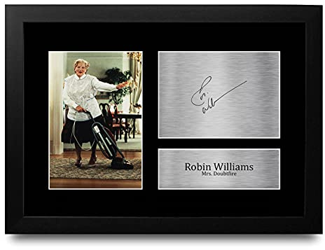 HWC Trading FR A4 Robin Williams Mrs Doubtfire Geschenke Gedruckt, Signiert Autogramm Bild Für Film-Erinnerungsstücke-Fans - A4 Framed