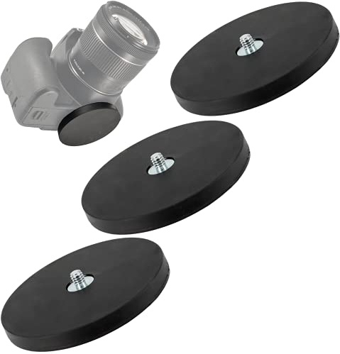 Neodym Magnet Gummiert - Magnetische Halterung mit 1/4 Zoll Gewinde - Kamerahalterung Kamera Mount für Actioncam DSLR GoPro oder Studio Lampen (88mm - 55KG, 3 Stück)