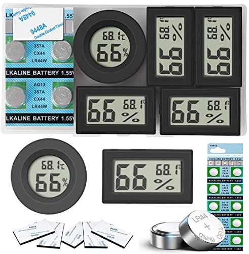 Vaikby Mini Digital Thermometer Hygrometer innen 5 Stück, raumthermometer zimmerthermometer temperatur und luftfeuchtigkeitsmesser, Großes LCD-Display für Innenraum, Babyraum, Wohnzimmer, Büro