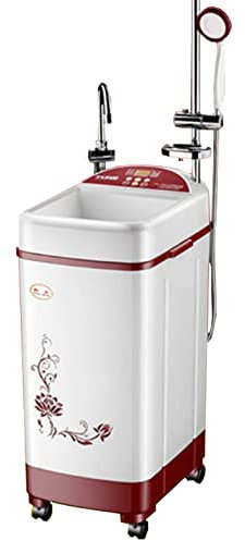 Sunjun 80L Home Storage Electric Water Heater with Shower Under The Sink Mobile Smart Instant Bathing Machine Smart Thermostat 220V 2000W, Red