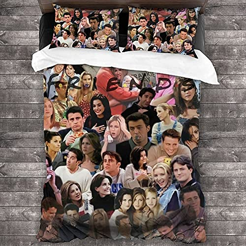 ANSSON Friends Bettwäsche 135x200 Set,Central Perk Bettwäsche Einzelbettbezug Weiche Mikrofaser 1 Bettbezüge und 2 Kissenbezug (135x200cm+80x80cmx2, Friends4)