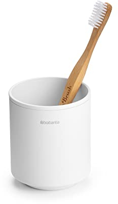 Brabantia - Mindset Zahnbürstenhalter - Für mehrere Zahnbürsten - Kratzfest - Pflegeleicht - Korrosionsbeständiges Metall - Badezimmerzubehör - Organisator - Fresh White - 9,4 x 8,1 x 8,1 cm