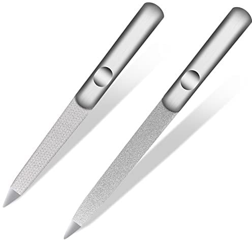 Nail Files-Metal Nail File, Professional Double Sided Nail Files for Natural Nails, Stainless Steel Nail File for Fingernails Toenails, Fingernail File Diamond Nail Files for Home Salon Travel Use