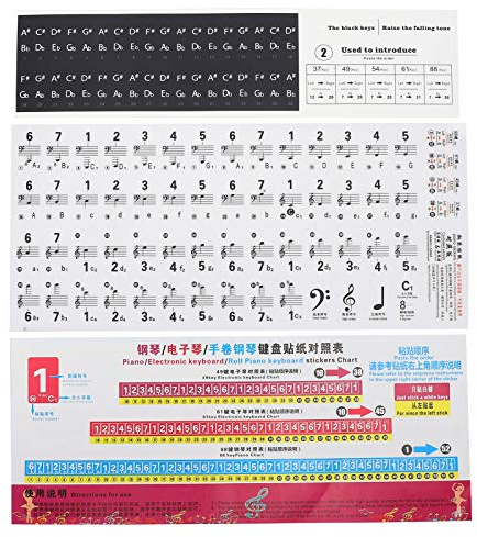 Selbstklebende Klaviertastatur-Aufkleber für 88/61/54/49/37 Tasten