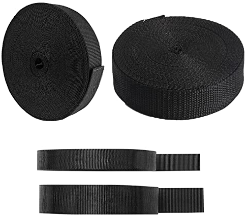 HUAZIZ 10 Meter Sangle Polypropylène Noir Sangle Couture, Rouleau de Ruban en Coton, Sangles en Coton à Chevrons, Sangle en Nylon (15/25mm), pour DIY Sac Dos Cargo Strapping Accessoires de Robe