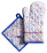 Maison d' Hermine Ofenhandschuh + Topflappen aus 100% Baumwolle, hitzebeständige Ostern Küchen-Ofenhandschuh(19cm x 33cm) & Topflappen(20cm x 20cm) für Köche, Damen, Indian Floral – Frühling/Sommer