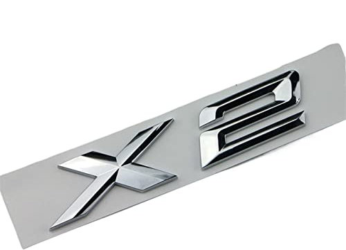 LAZIRO 3D Auto Buchstaben Kofferraum Aufkleber for Logo passend for BMW X1 E87 F48 X2 F39 X3 F25 G01 X4 F26 G02 X5 G05 E70 F15 X6 G06 F16 X7 G07 Zubehör (Color : X2 Silver)
