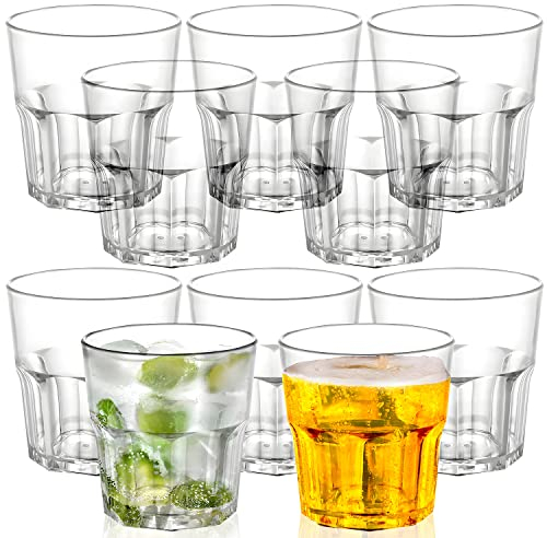 ZHANChen Gläser Acryl Trinkglas Unzerbrechlich Plastikbecher Wiederverwendbare Cocktail Wasserbecher Gläser für Zuhause,Restaurants,Partys,Spülmaschine (Transparent 260ml) 10PCS