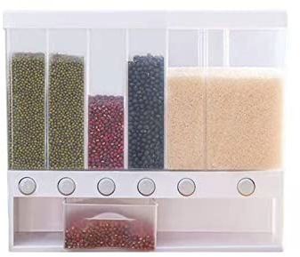 Felenny Kitchen Grains Cereal Dispenser Wall Mount Dry Food Storage Container Rice Bucket Grain Storage Sealed Tank Box for Grain, Rice, Candy, Coffee Beans