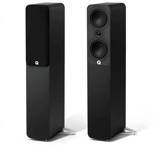 Q ACOUSTICS 5040 Floorstanding Speaker Pair Satin Black - 5 Mid/Bass Drivers, 1 Tweeter - TV Speakers for Surround Sound System - Vinyl Record Player Speakers Hifi, Gaming PC Speakers