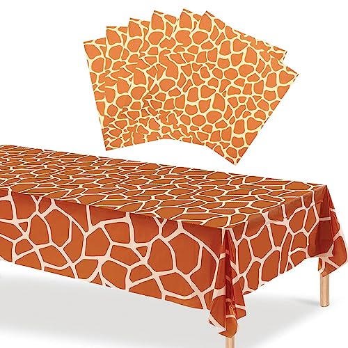 Juego de mantel y servilletas de fiesta de animales de safari de la selva, juego de vajilla de fiesta con estampado de jirafa, decoración de mesa, mantel de plástico PVC y servilletas para niños,