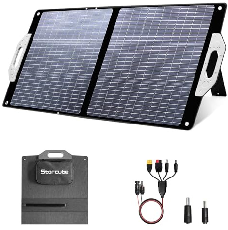 Storcube Panneau Solaire Pliable 100W – Module Solaire/Chargeur Solaire pour Power Station Portable et Générateur Solaire, Étanchéité IP67, Idéal pour Camping, Randonnée et Caravane