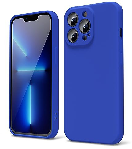 oakxco Designed for iPhone 13 Pro Phone Case Liquid Silicone Grip, Cute Thin Slim Soft Rubber TPU Plain Smooth Gel Cover for Women Girl Aesthetic, Matte Solid Protective & Shockproof, Royal Blue