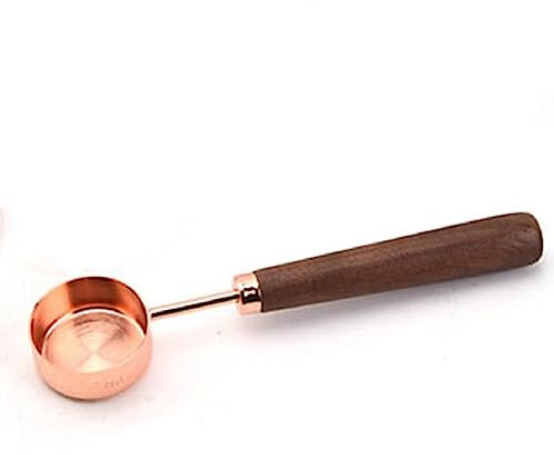 LSCH Stainless Steel Coffee Scoop with Walnut Handle, 1 Tablespoon, Rose Gold, Widely Used for Coffee Beans, Grounds, Tea, Sugar, Spice etc.