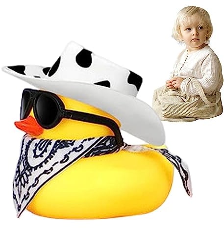 Coole Badeenten | Lustige Cowboy-Ente | Coole Rubber Ducks Sonnenbrille | Badeente Mit Cowboyhut | Auto-Ornamente Für Das Armaturenbrett | Badespielzeug-Schwimmente | Gummi Enten
