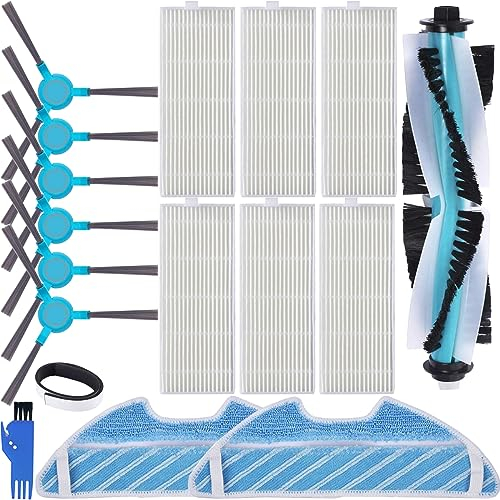 EATBALE Kit de Accesorios de Repuesto para Cecotec Conga Excellence 1290/1390/1490/1590 Robot Aspirador, 1 Cepillo Principal, 6 Cepillos Laterales, 6 Filtros HEPA, 2 Paño de Mopa (15Pcs)