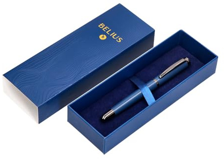 BELIUS BOLIGRAFO NEPTUNO ALUMINIO TEXTURA WAVY COLOR AZUL MARINO TINTA AZUL CAJA DE DISEÐO