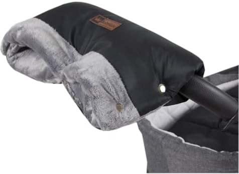 Handmuff für Kinderwagen Große Muff Handwärmer mit Kunstfell Handschuhe für Buggy Kinderwagenmuff (MD4 Grau)