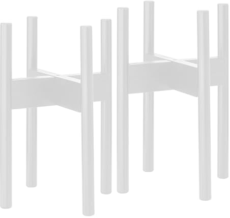 Rubberneck Plant Stand - 2x Soportes para Plantas ajustable de Bambú - Uso Interno y Estreno - Blanco