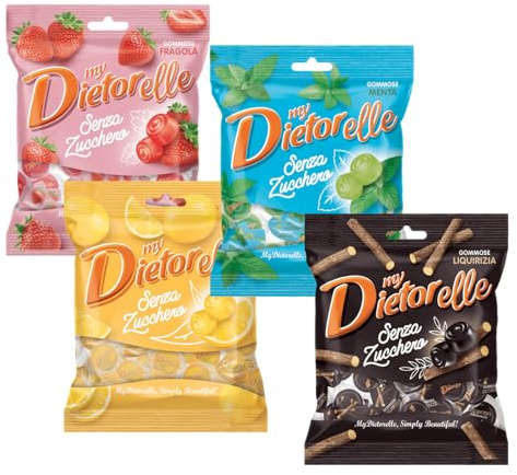 My Dietorelle Mix Caramelle Gommose Liquirizia Fragola Limone e Menta 100% Vegan Senza Zucchero e Senza Glutine 70g