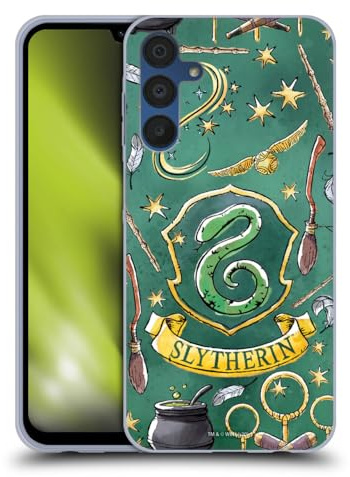 Head Case Designs Offizielle Harry Potter Slytherin Muster Deathly Hallows XIII Gel Handyhülle Hülle [Militärischer Schutzgrad] Kompatibel mit Samsung Galaxy A15