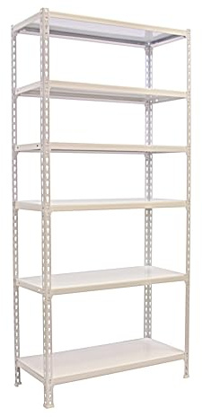 PROREGAL Schwerlastregal Giant Metal Shark | HxBxT 250x90x30cm | Fachlast 180kg | Weiß | Regal Standregal Aufbewahrungsregal