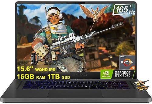 ASUS ROG Zephyrus G15 Gaming Laptop 15.6 WQHD IPS 165Hz (100% DCI-P3) AMD Octa-Core Ryzen 9 6900HS (>i7-11370H) 16GB RAM 1TB SSD GeForce RTX 3060 6GB Graphic Type-C Backlit Win11 Black + HDMI Cable
