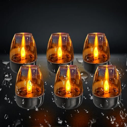 Lanterne Funéraire LED Solaire,Bougie Solaire Exterieur Lanterne de Tombe Bougies LED,Bougie Solaire étanche Sans Flamme,Bougie de Cimetière étanche avec Effet Scintillant Réaliste (A)