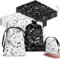 Wesnoy Geschenktüten für Musiknoten, mit Kordelzug, Musik-Dekorationen, Partyzubehör für Musiker, Social Media, Musik-Partyzubehör (12,7 x 17,8 cm, Schwarz, Weiß), 24 Stück