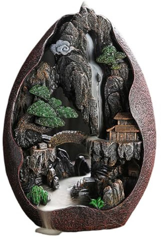 ISAEKN Bruciatore di Incenso di Riflusso in Resina, Porta Incenso a Cascata, Cascata del Bruciatore Incenso Riflusso, Backflow Incense Burner per Spa, Yoga, Meditazione